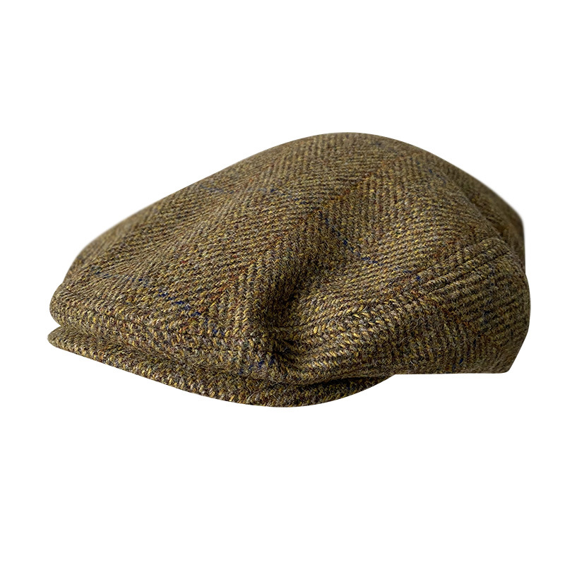 Newsboy Cap Ivy - Çizgili gri yeni yün düz kap