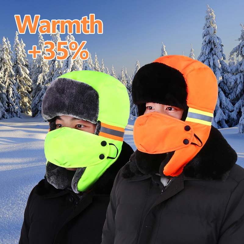 Trapper Hat Ear Flap - Kışlık Kulaklıklı Şapka Turuncu ve Floresan