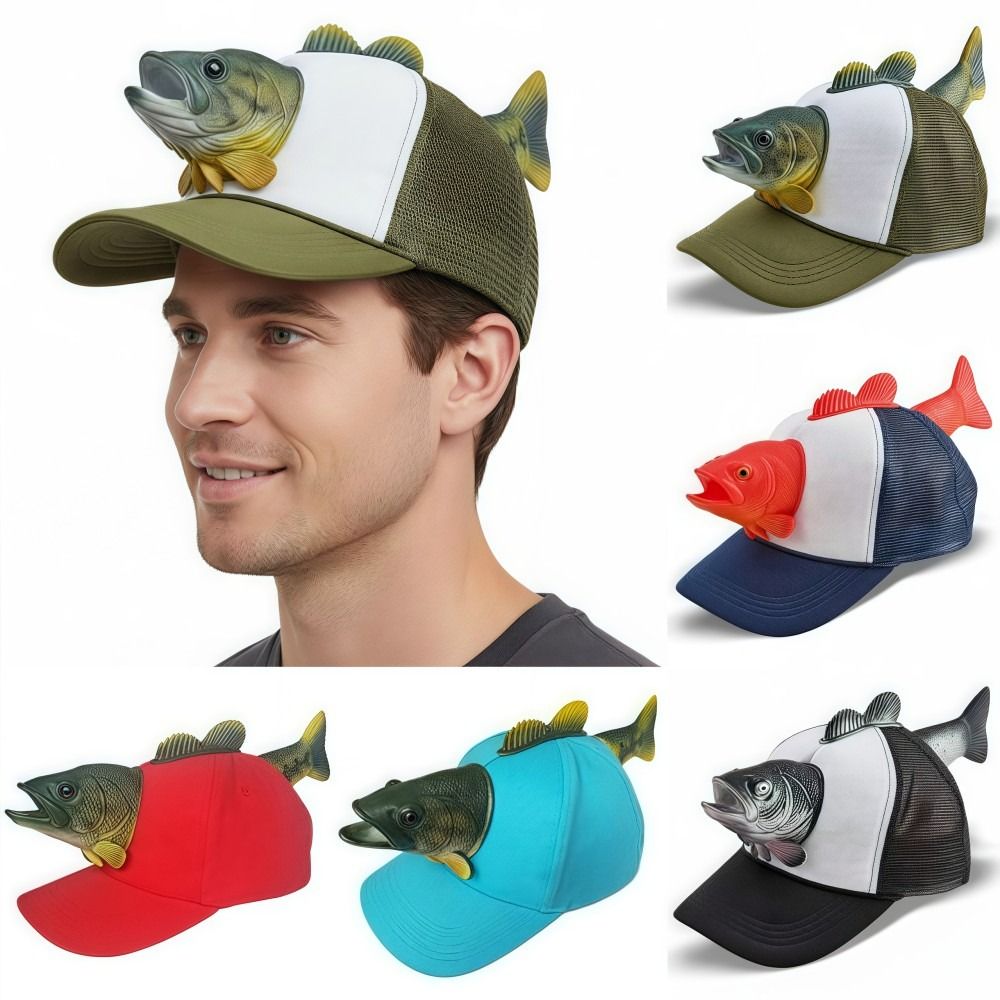 Trucker Cap Mesh - Komik 3D Balık Hayvan Kamyon Şoförü
