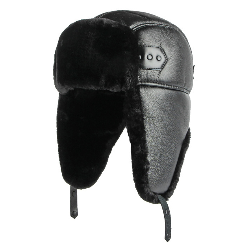 Trapper Hat Ear Flap - HT4002 yeni PU deri rus şapka