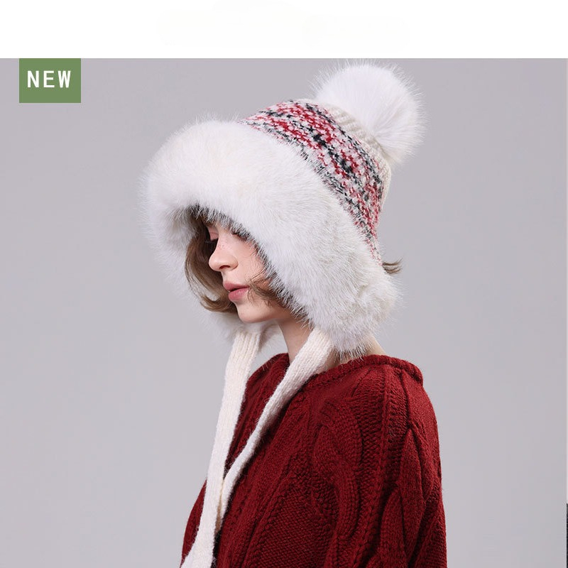 Trapper Hat Ear Flap - Kadınlar için tüylü örgü kulaklıklı bere,