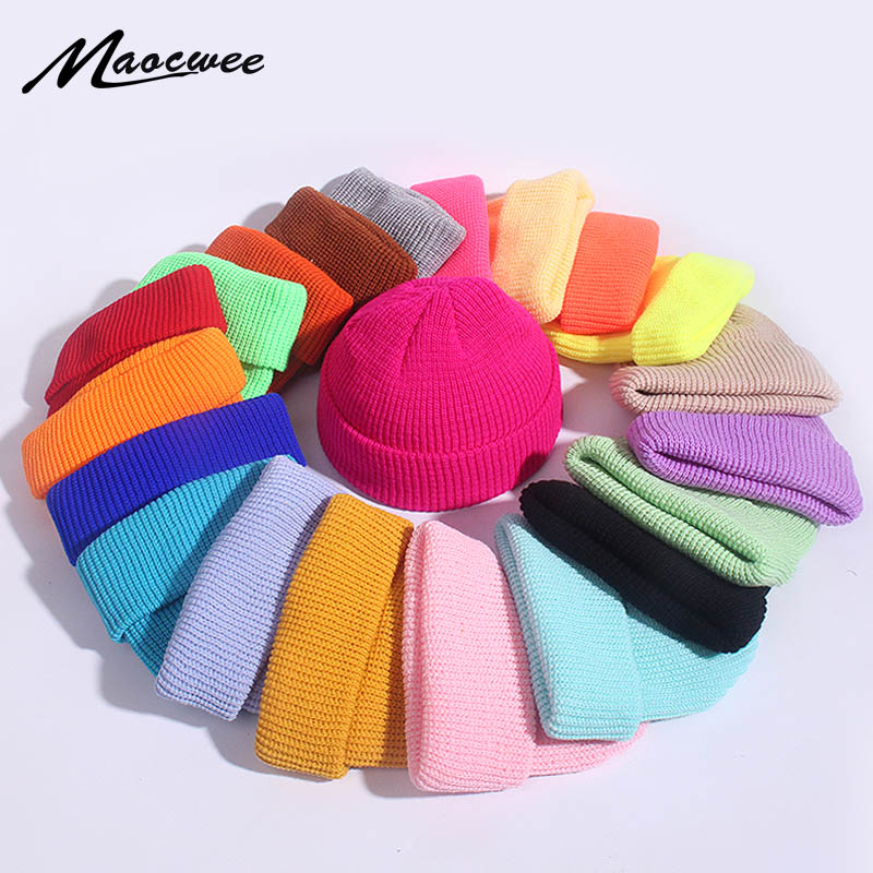 Beanie Cuffed Knit - Unisex kış çocuk nervürlü örme kaflı