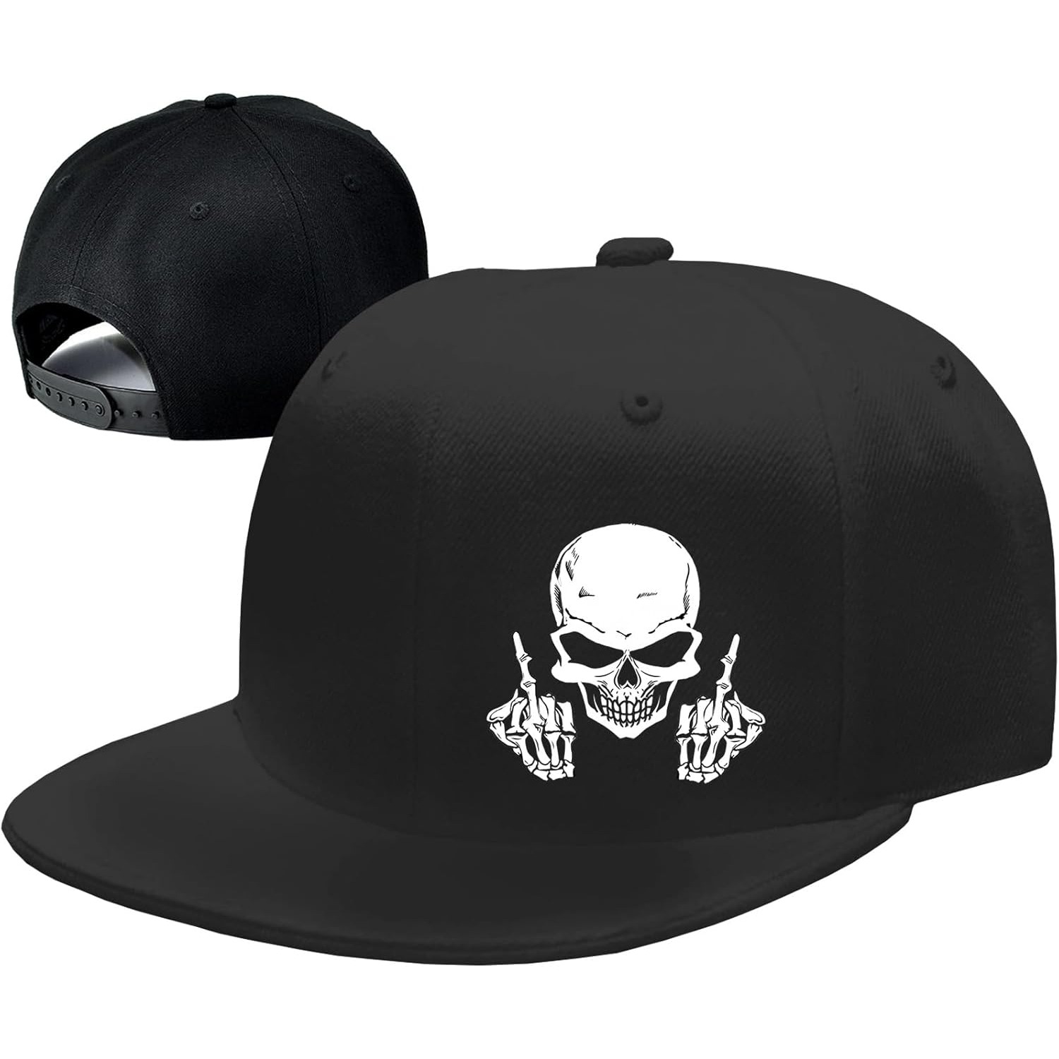 Snapback Hat Flat - Erkekler için Kafatası Orta Parmak Snapback