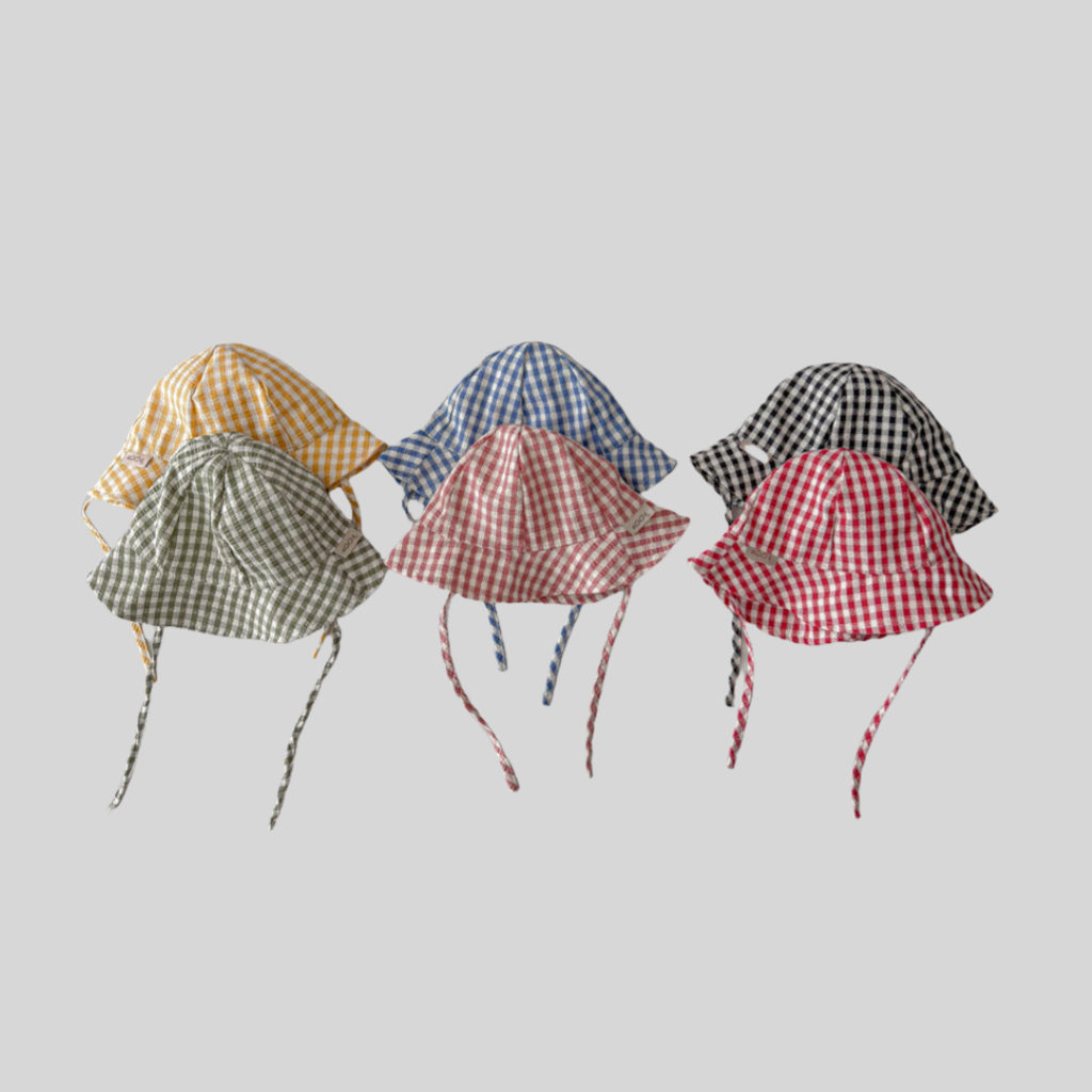 Sun Hat Wide Brim - Ins Stil Ekose Bebek Kova Şapka